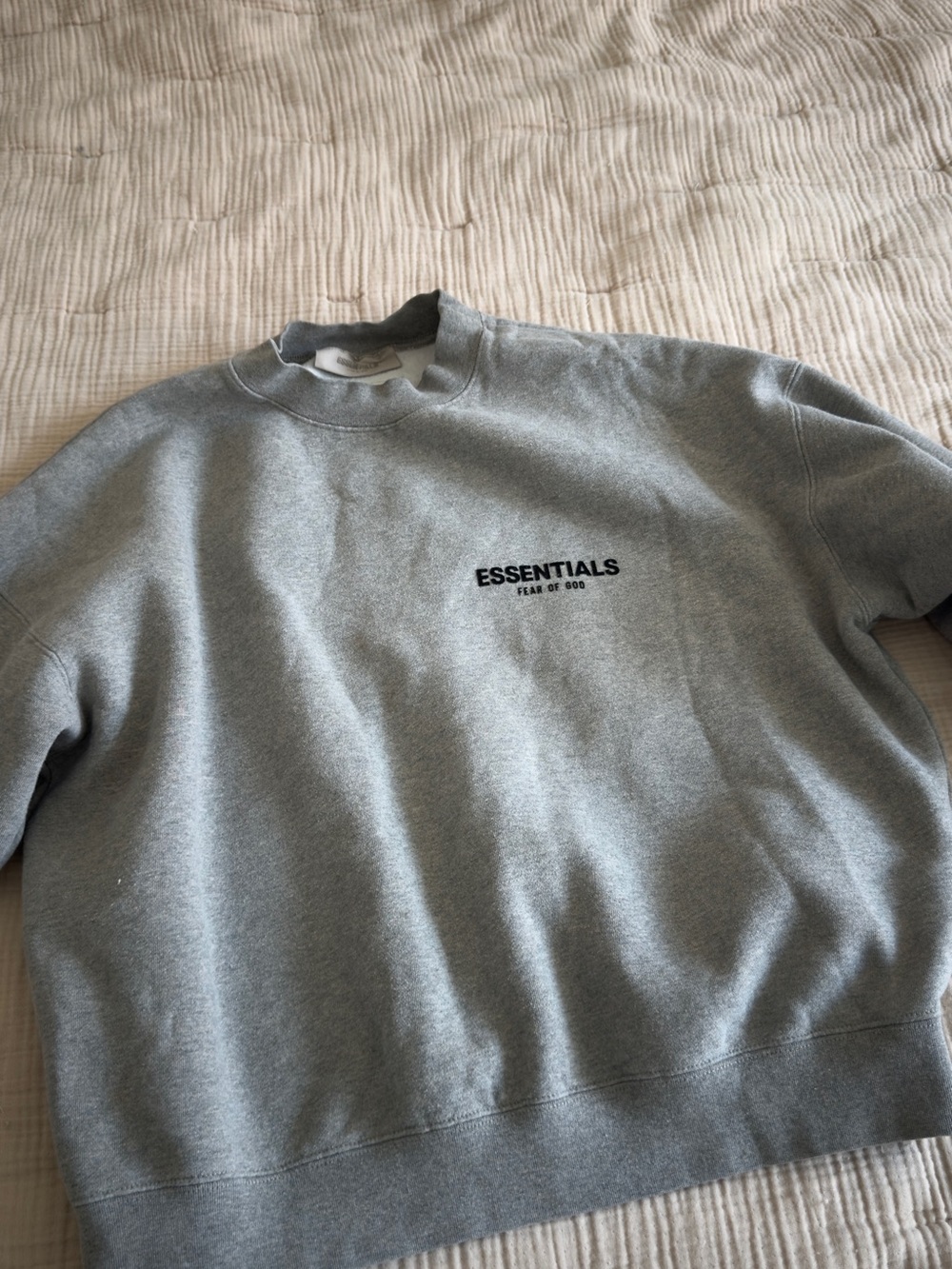 Essentials Men's Light Gray Crewneck Sweatshirt with Logo